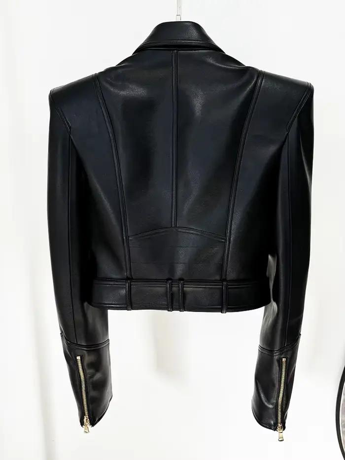 HIGH STREET Nouvelle Collection 2026 Veste de Créateur Femme à Épaules Dénudées, Double Boutonnage, 