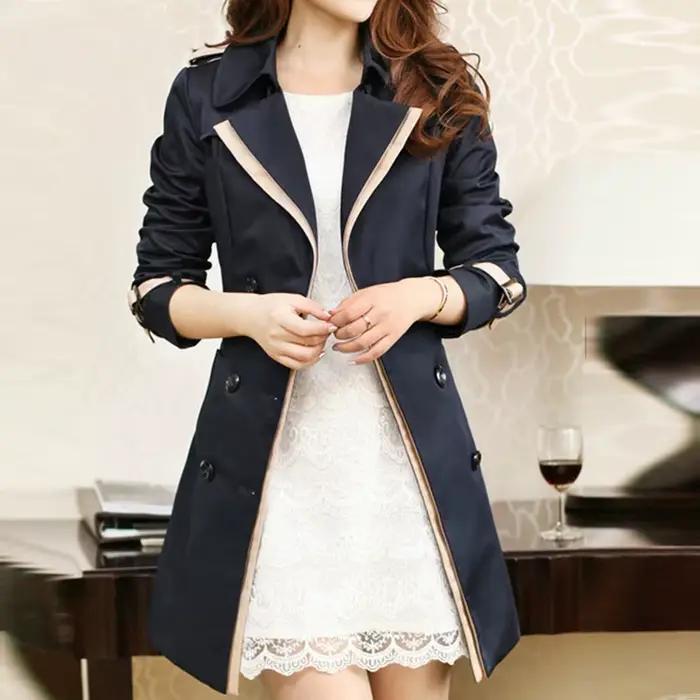Trench Coat pour femmes 2025 automne décontracté Double boutonnage femme longue Trench manteaux gran