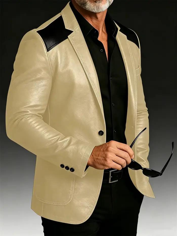 Veste de costume en cuir pour homme