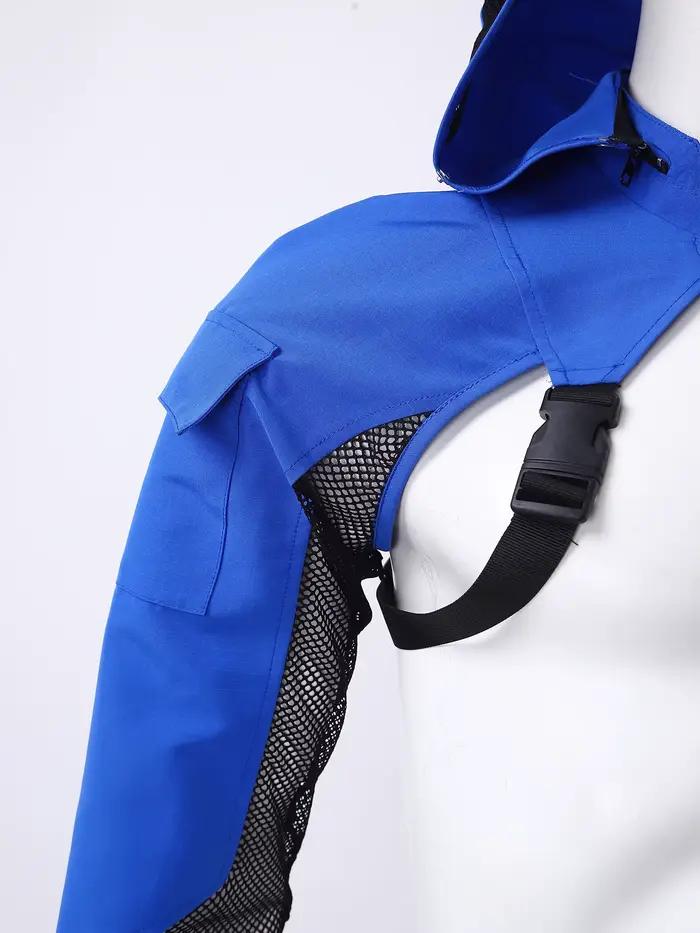 Veste tactique originale pour homme, coupe courte, à capuche, en maille filet, à manches longues, avec protection d'épaule, pour activités de plein air