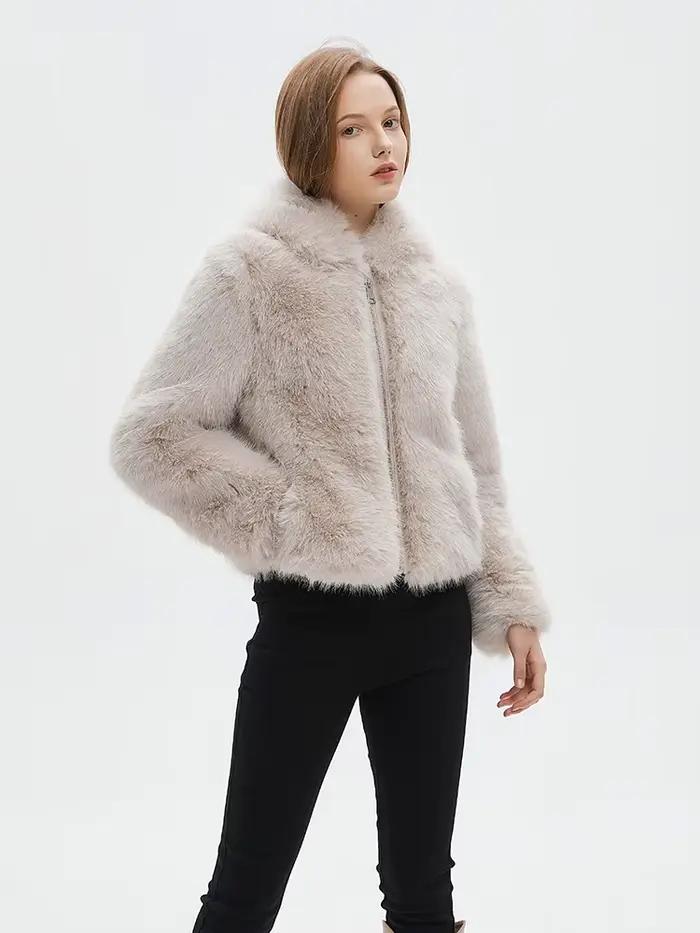 ZADORIN femmes veste d'hiver moelleux chaud à capuche fausse fourrure manteau femmes vêtements blanc fausse fourrure veste femmes vestes hiver 2025