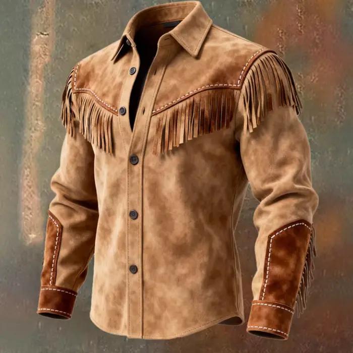 Nouvelle veste en fourrure à franges pour homme