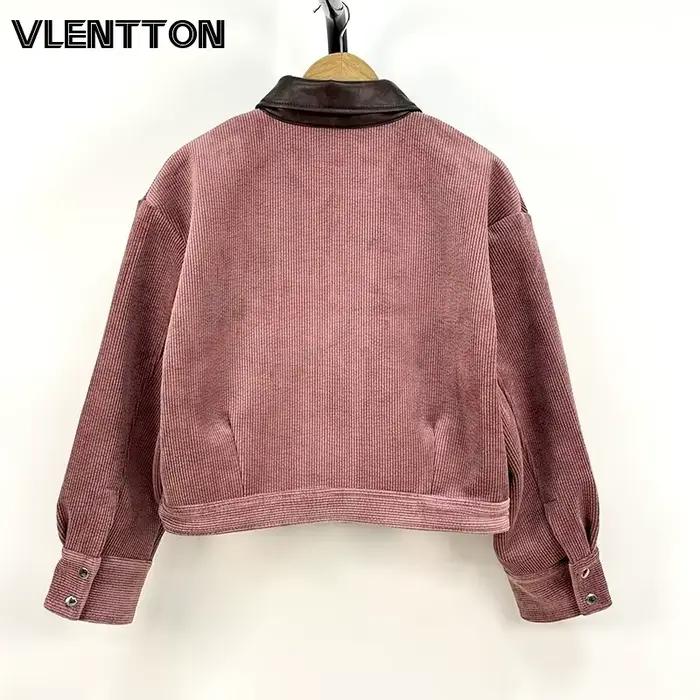 Veste en velours côtelé rose pour femme