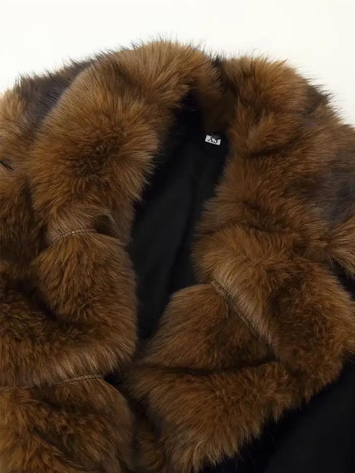 HH femmes hiver mode manteaux noir col rabattu manches longues poches ceinture décoration femme élégant mince
