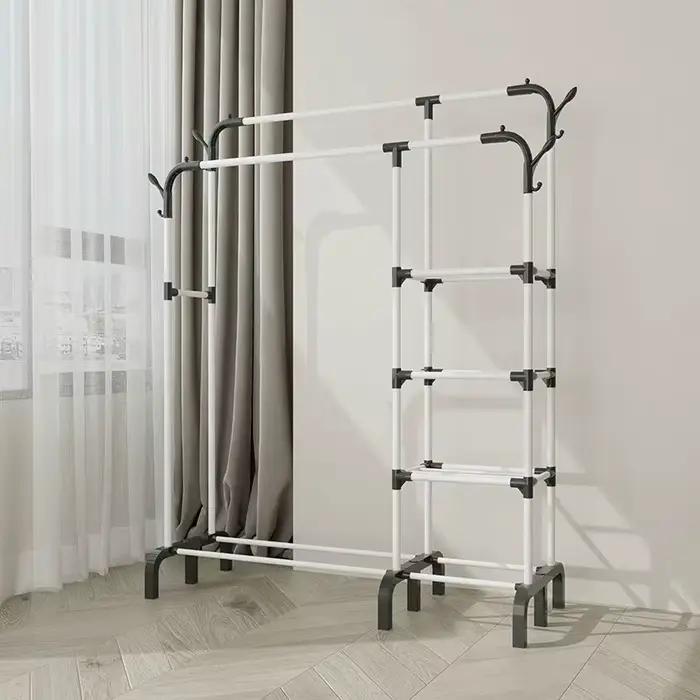 Porte-manteau de sol pour chambre à coucher, idéal pour maison neuve, location, rangement simple pour vêtements sur balcon