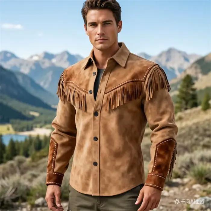 Nouvelle veste en fourrure à franges pour homme