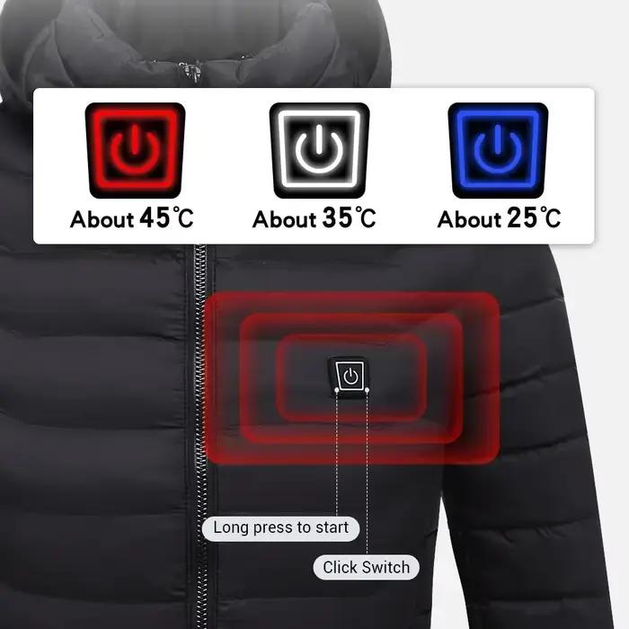 Veste chauffante hommes femmes USB vêtements auto-chauffants coton lavé manteaux chauds hiver thermique ski Camping
