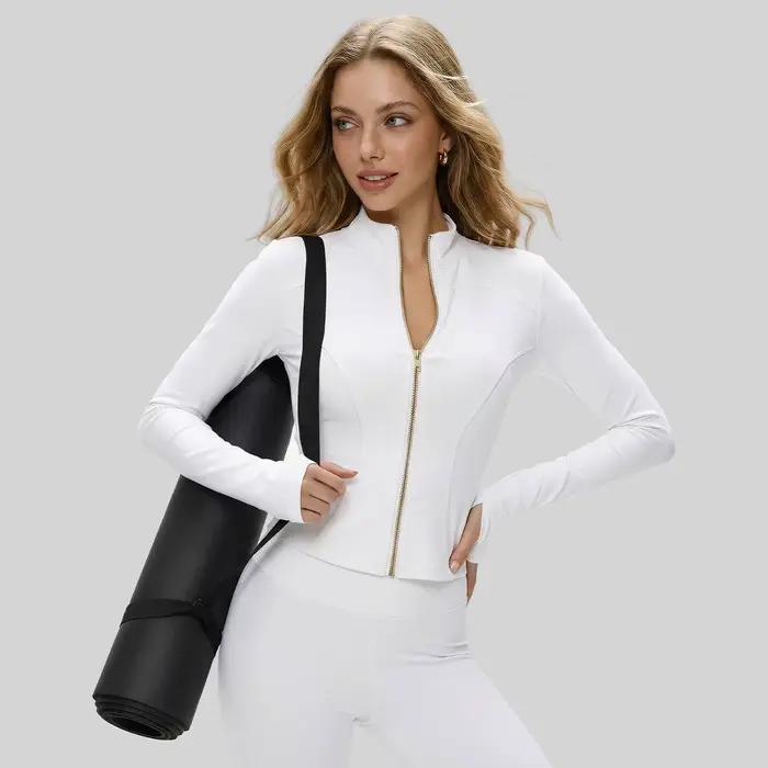 Nouvelle veste pour femme avec fermeture éclair dorée
