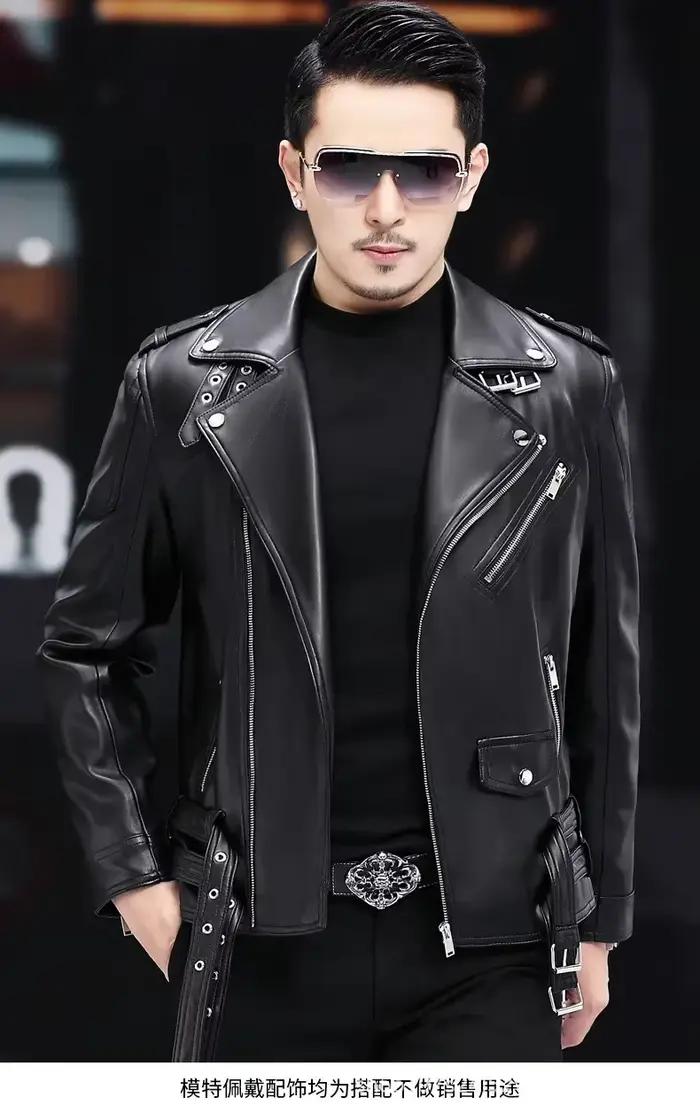 Hommes Sport de plein air veste en cuir moto Cool manteau