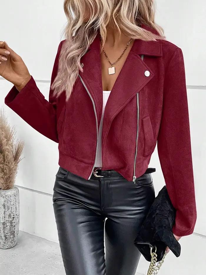 Veste de motard INPETAL en polyester multicolore pour femmes, courte, asymétrique, fermeture éclair, streetwear, vêtements d'extérieur d'automne et d'hiver pour festival de musique