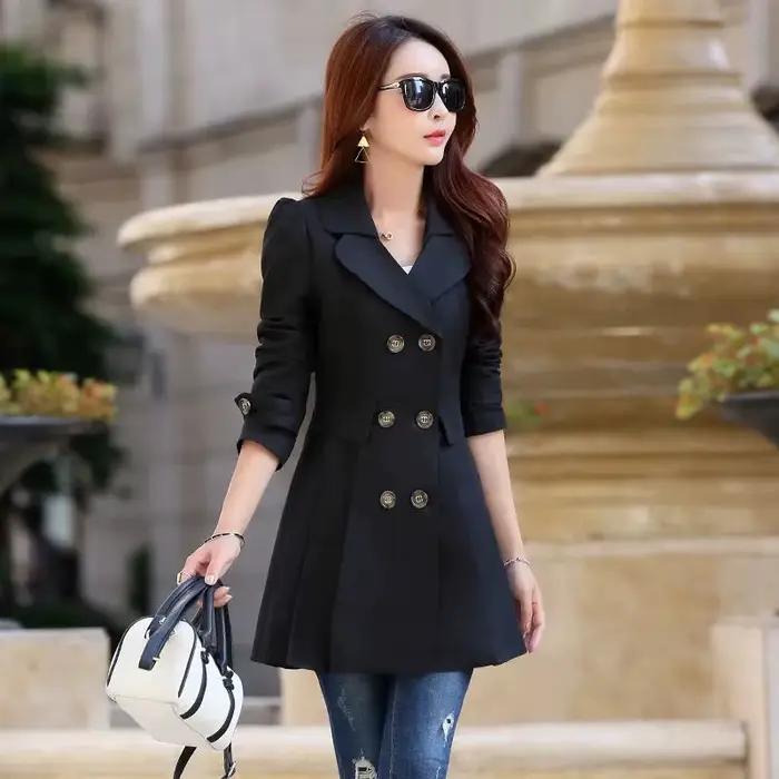 2025 nouveau Trench Coat femmes Double boutonnage dentelle femme automne manteaux décontractés coupe-vent vêtements d'extérieur imperméable Streetwear