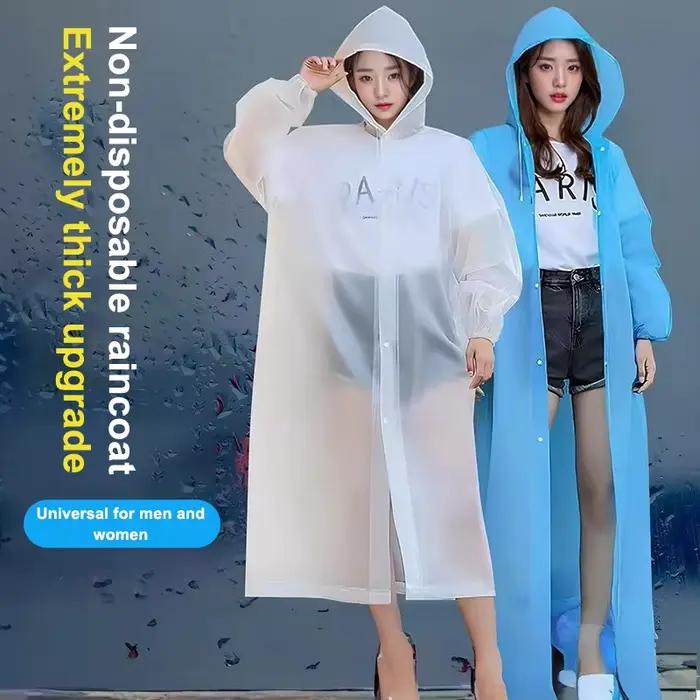 1PC Non jetable Portable adulte imperméable Eva Poncho voyage en plein air Transparent une pièce unisexe imperméable pour homme vêtements de pluie