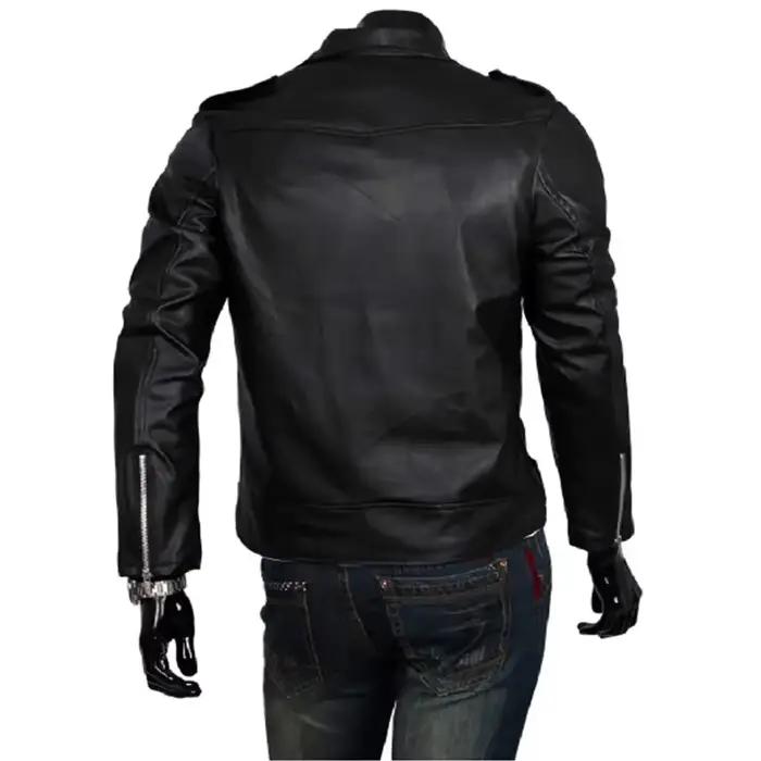 Veste de moto en cuir coupe couvertes pour hommes