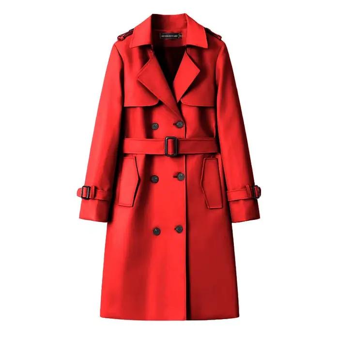 Nouvelle veste en cuir rouge pour femme 2026