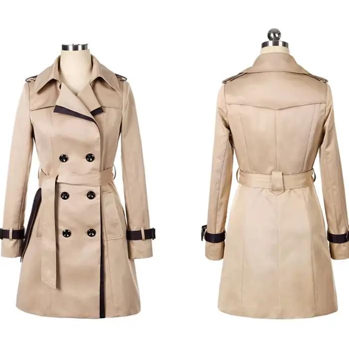 Trench Coat pour femmes 2025 automne décontracté Double boutonnage femme longue
