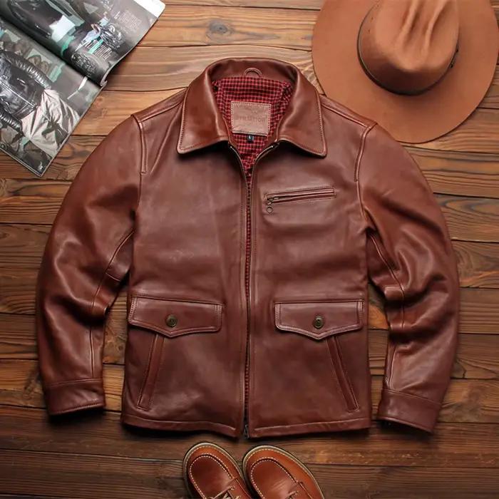 Veste d'automne en cuir pour hommes