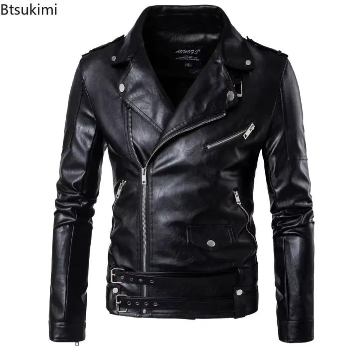 Veste de moto en faux cuir polyuréthane décontractée style punk pour hommes protection intempéries occasionnels sorties urbaines concerts punk