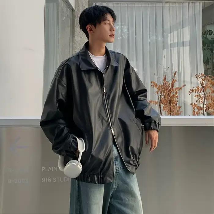 Veste d'automne en cuir Pu pour hommes