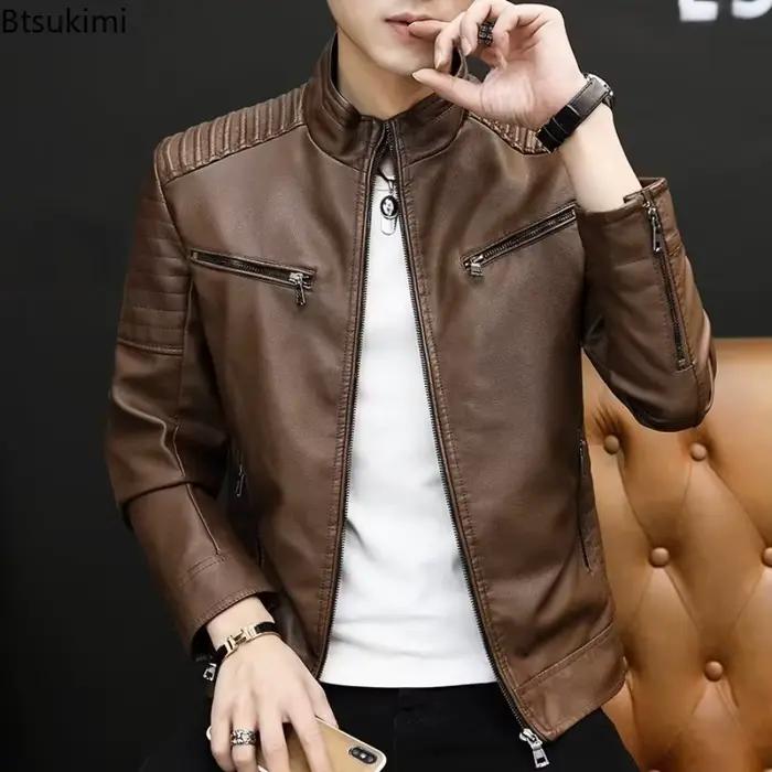 Veste de costume en cuir pour hommes