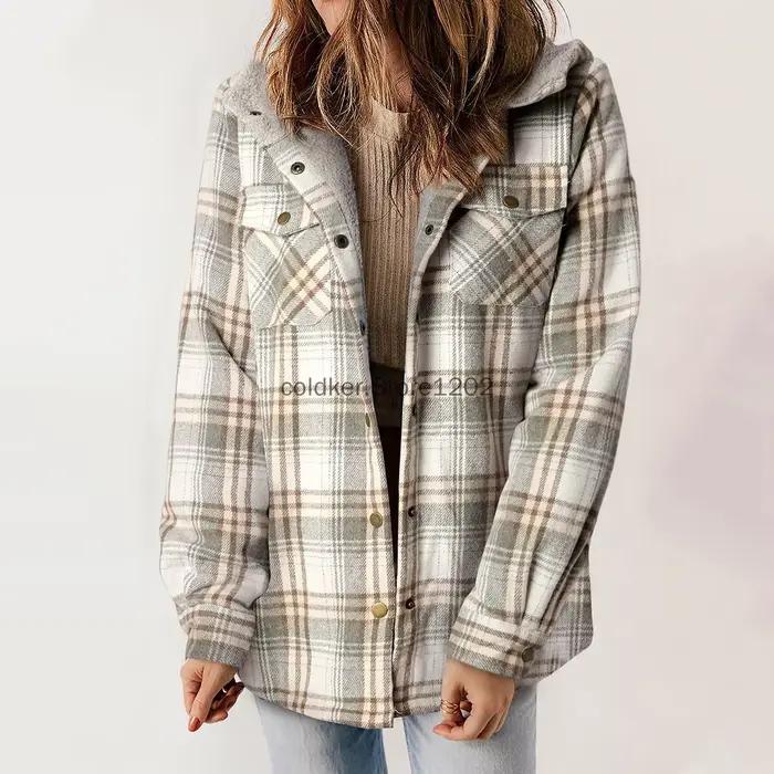 Vestes d'hiver à capuche en sherpa pour femmes