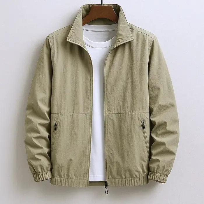 Nouveau 2025 hommes printemps automne col montant veste mince décontracté imperméable vêtements d'extérieur élégant mâle mode manteau costume vestes