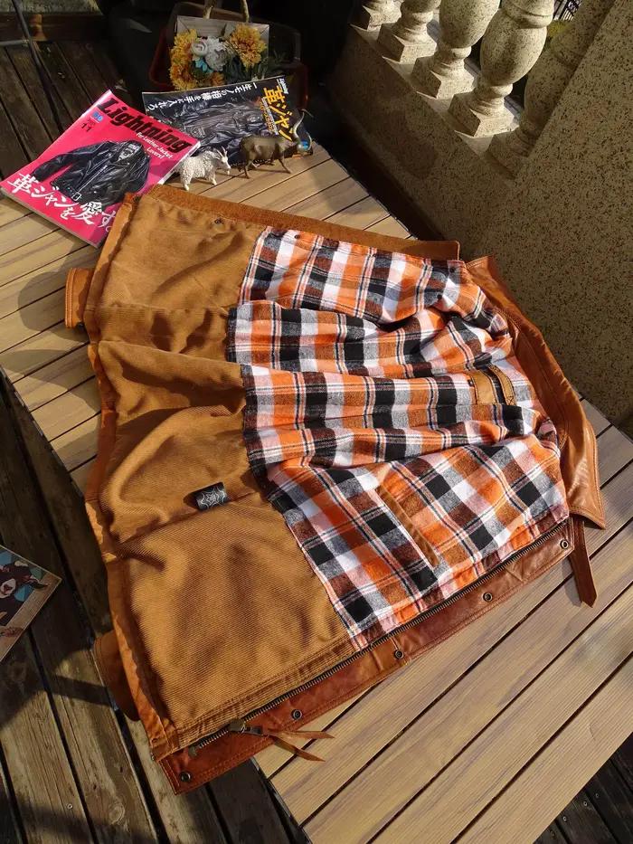 Veste en cuir orange automne pour homme, style safari, grande taille 3XL, en peau de mouton véritable, col montant, rétro vintage, manteau M65