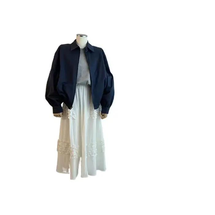 Veste à col rabattu bleu marine