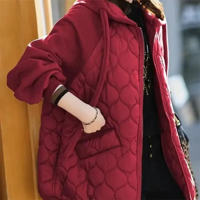 Veste à capuche pour femme, manteau en coton épissure, Station européenne, grande taille, ample, vêtements d'extérieur, automne/hiver 2023