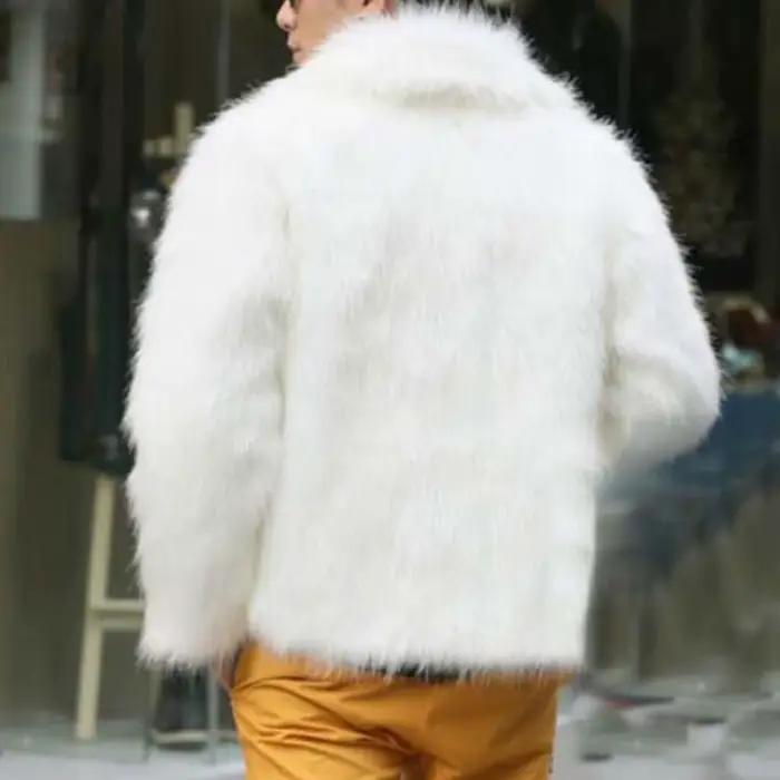 Imitation fourrure hommes manteau revers à manches longues