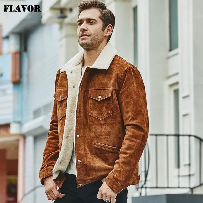 FLAVOR Veste en cuir véritable pour homme