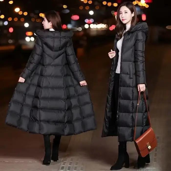 Parka d'hiver longue rembourrée au dessus du genou pour femme, vêtement d'extérieur épais et matelassé, Slim, à capuche, L35, nouvelle collection 2022