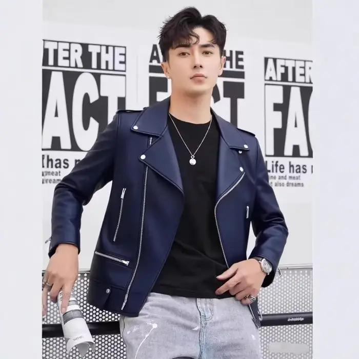 Veste décontractée en cuir souple pour hommes