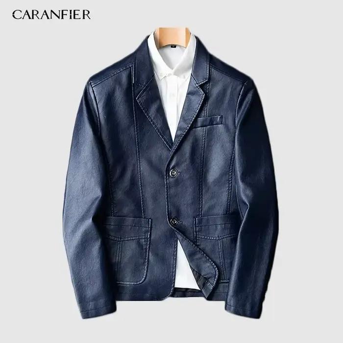 CARANFIER hommes vestes en cuir costume Blazers vêtements nouvelle mode décontracté homme