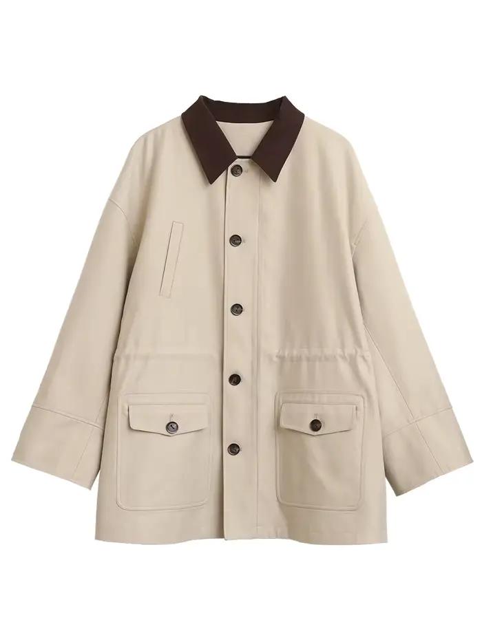 CHIC VEN Trench-coat pour femme, coupe ample et décontractée, simple boutonnage, coupe-vent mi-long, printemps automne 2025