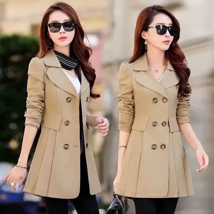 2025 nouveau Trench Coat femmes Double boutonnage dentelle femme automne manteaux décontractés coupe-vent vêtements d'extérieur imperméable Streetwear