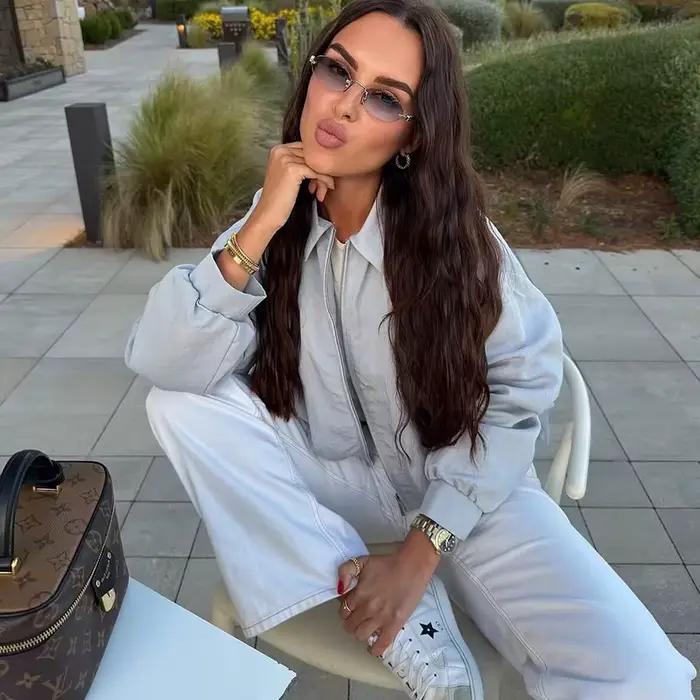 Nouvelle veste ample chic pour femme, polyester, col rabattu, motifs animaux de compagnie, pour printemps et automne, veste ample pour femmes modernes