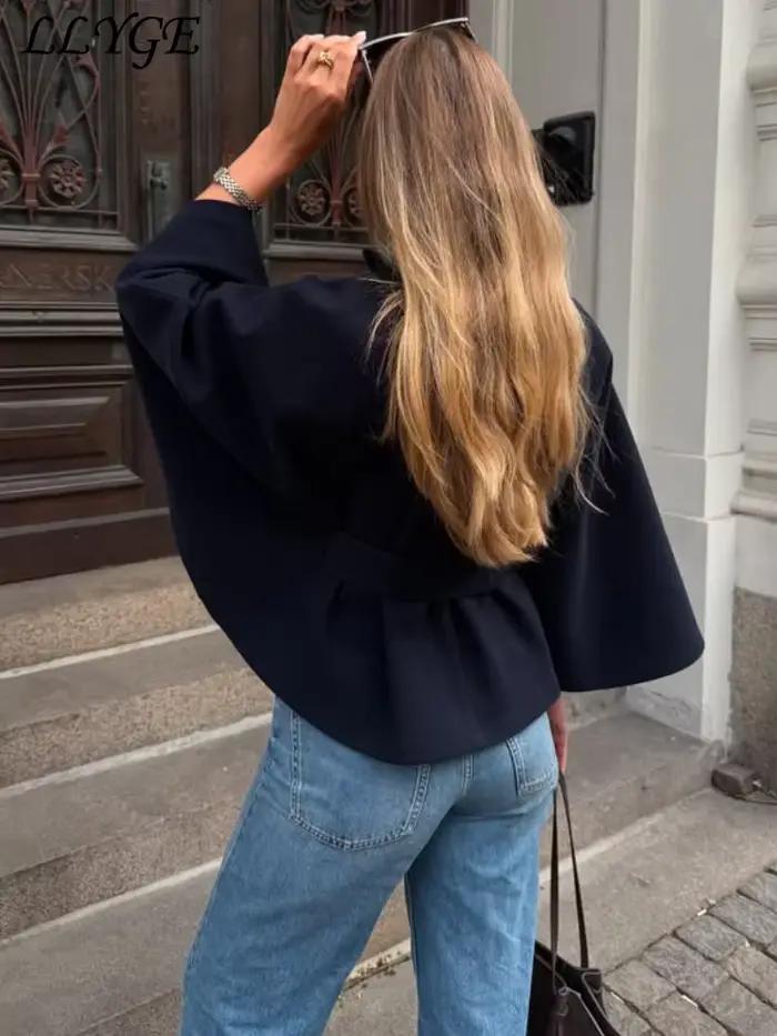 Manteaux en laine avec ceinture Cape pour femmes