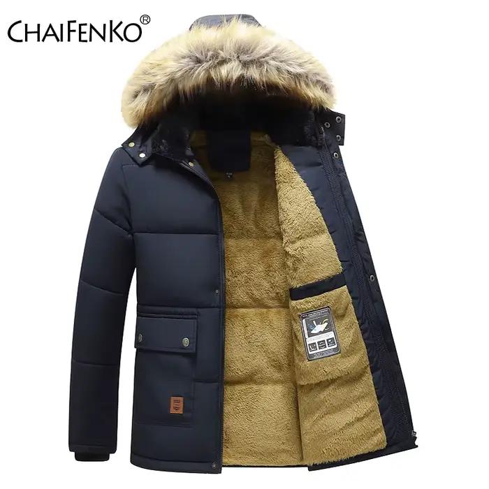 Hommes hiver nouveau coupe-vent polaire chaud épais veste Parkas manteau hommes mode à capuche col de fourrure veste classique décontracté Parka hommes