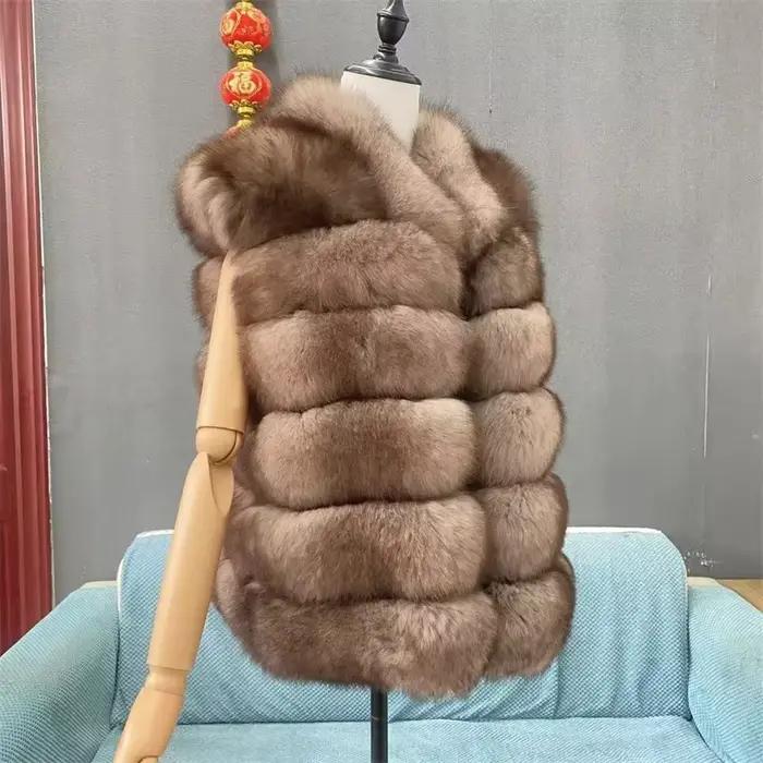 Nouveau manteau en fourrure de renard pour femmes, pour l'automne et l'hiver, imitation de couleur zibeline luxueuse et de haute qualité