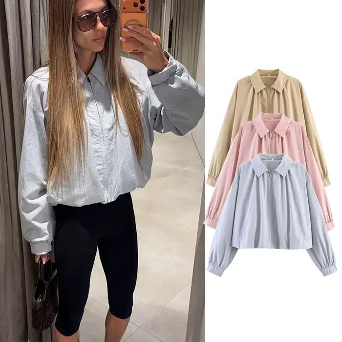 Nouvelle veste ample chic pour femme, polyester, col rabattu, motifs animaux de compagnie, pour printemps et automne, veste ample pour femmes modernes