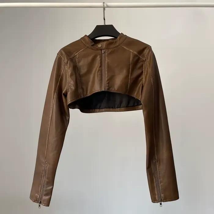 Veste de Motard en Faux Cuir PU pour Femme