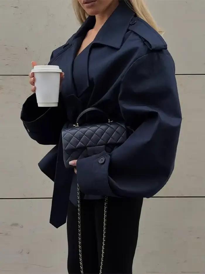 Trench-Coat froncé à lacets pour femme