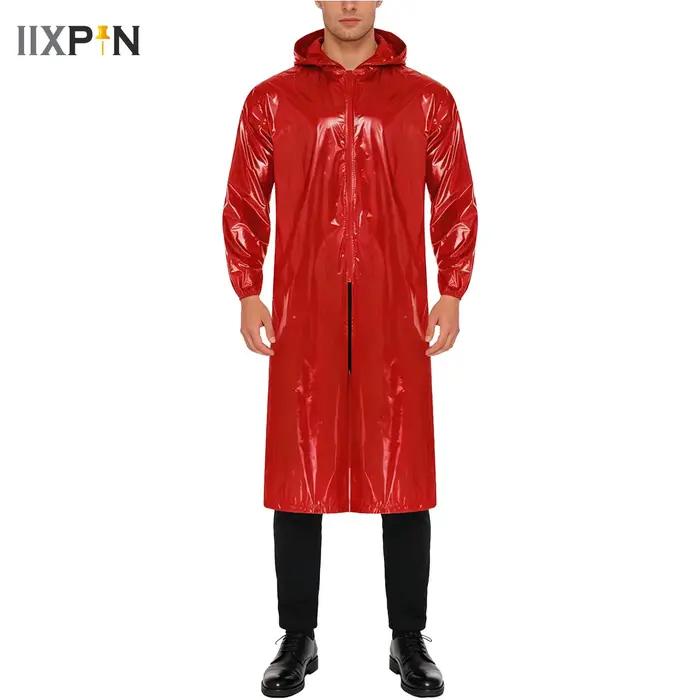 Veste longue imperméable à capuche pour homme