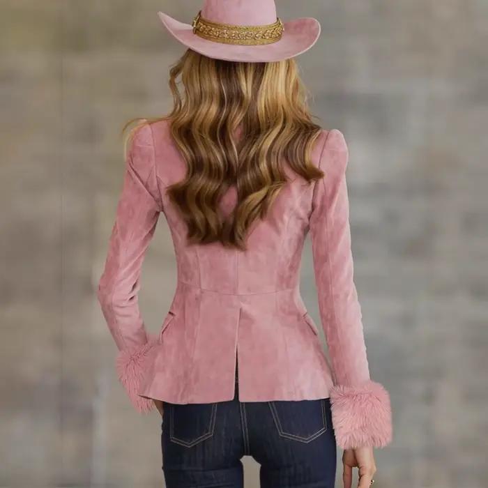 Manteau Femme Col Rabattu Vestes Y2K Streetwear Travail Coupe Slim Sexy Taille Cintrée Élégante Veste à Empiècements Printemps 2026