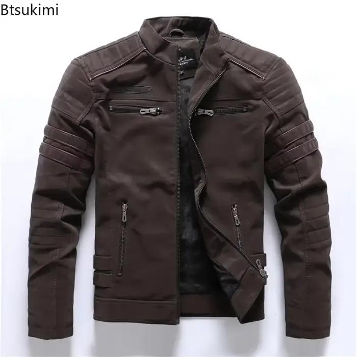 Veste de pilote en cuir PU pour hommes