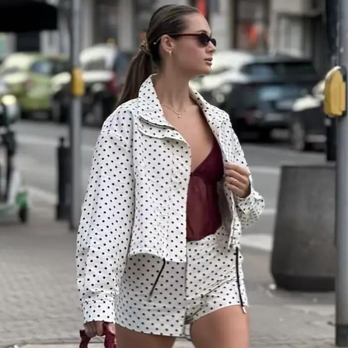 HXAO – veste bombardier à pois pour femme