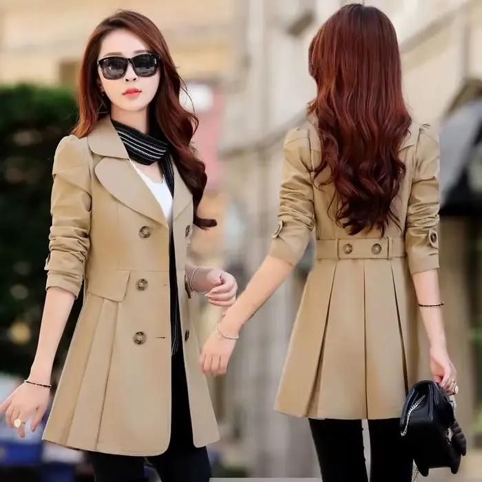 2025 nouveau Trench Coat femmes Double boutonnage dentelle femme automne manteaux décontractés coupe-vent vêtements d'extérieur imperméable Streetwear