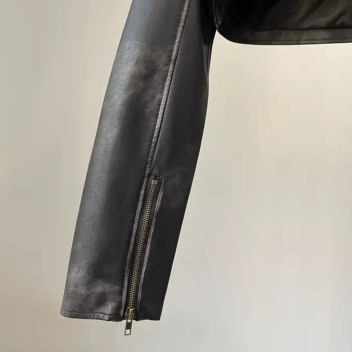 Veste de Motard en Faux Cuir PU pour Femme