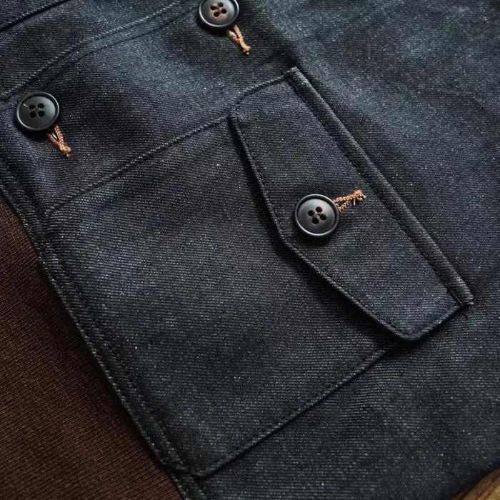 Sauce Zhan Veste pour homme Veste en jean à lisière doublée courte Veste de vol A1 pour homme Coupe régulière
