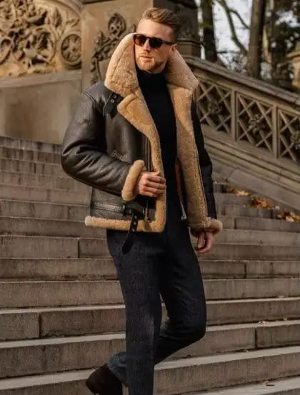Veste en cuir surdimensionnée pour hommes